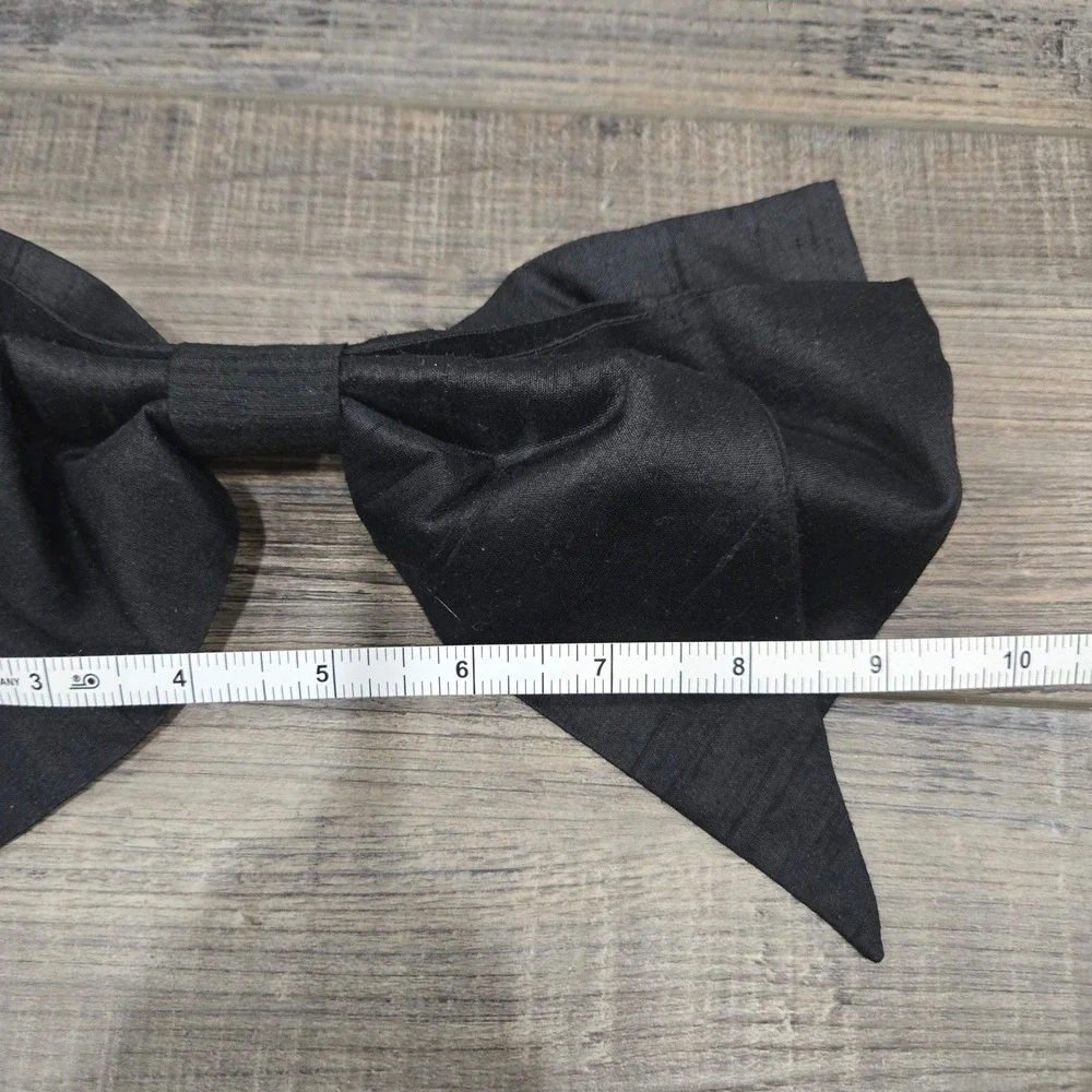 L. Erickson Black Silk Oversized Hair Bow Barrette France 9.5